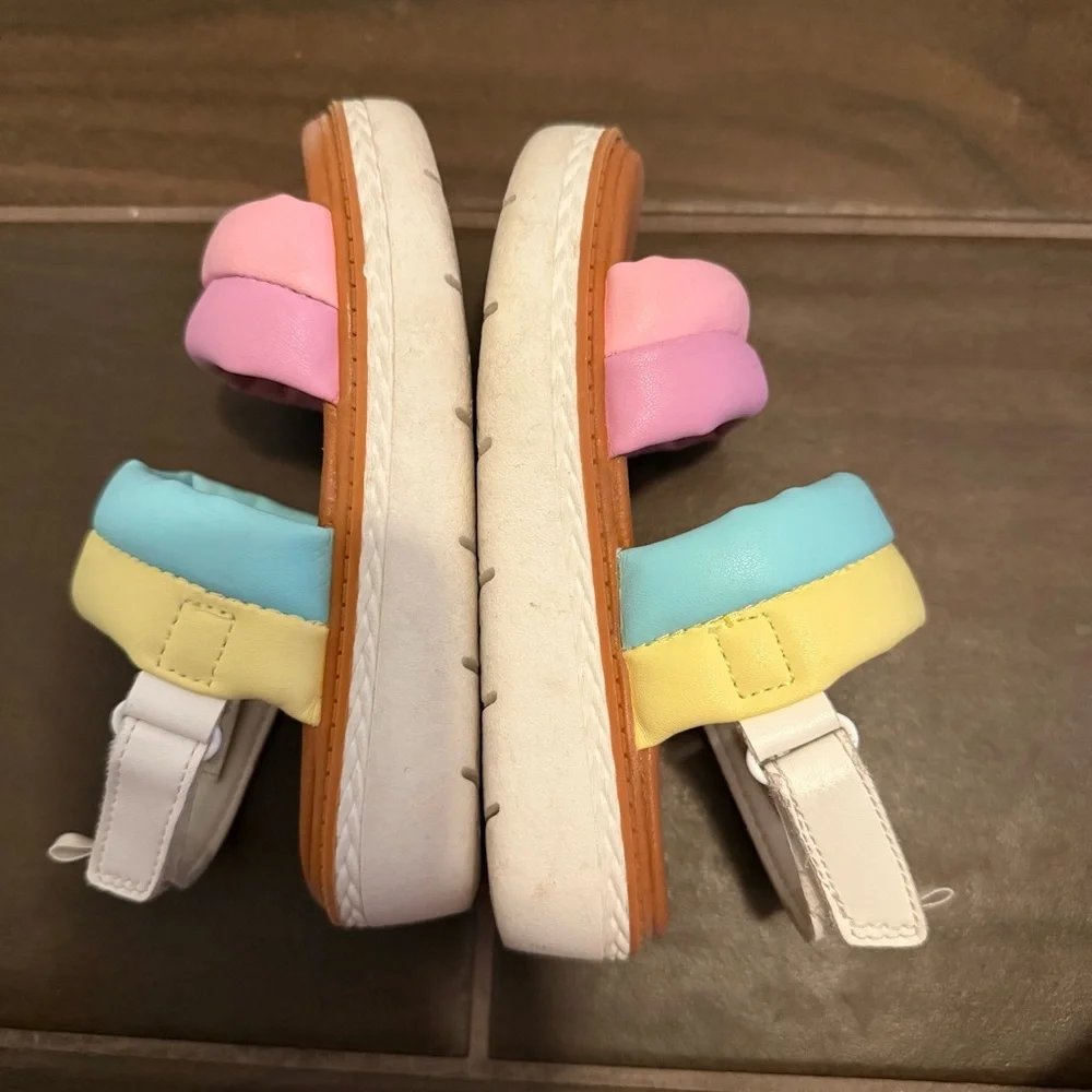 OshKosh B'gosh Loredana Multicolor Yellow Green Pink Pastel Wedge Sandals 8